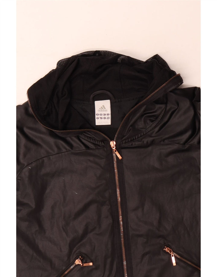 ADIDAS Veste de pluie à capuche pour femme UK 10 Small Noir Polyester