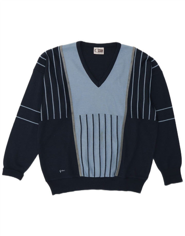 Gabicci Pull col V pour homme Bleu marine Large Colorblock