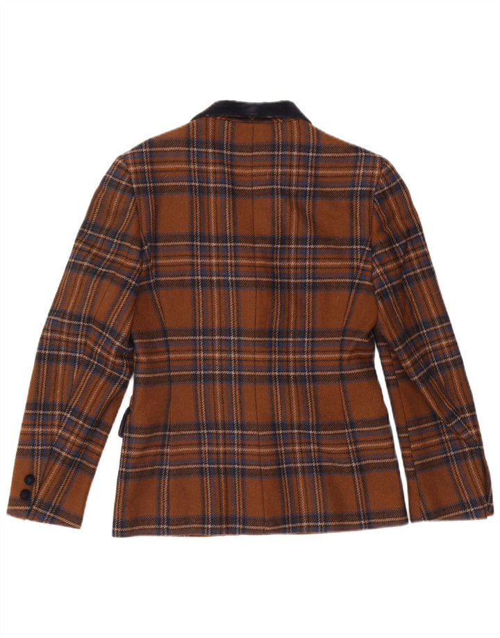 Misstwidd Veste blazer à 3 boutons pour femme IT 42 en laine à carreaux marron moyen