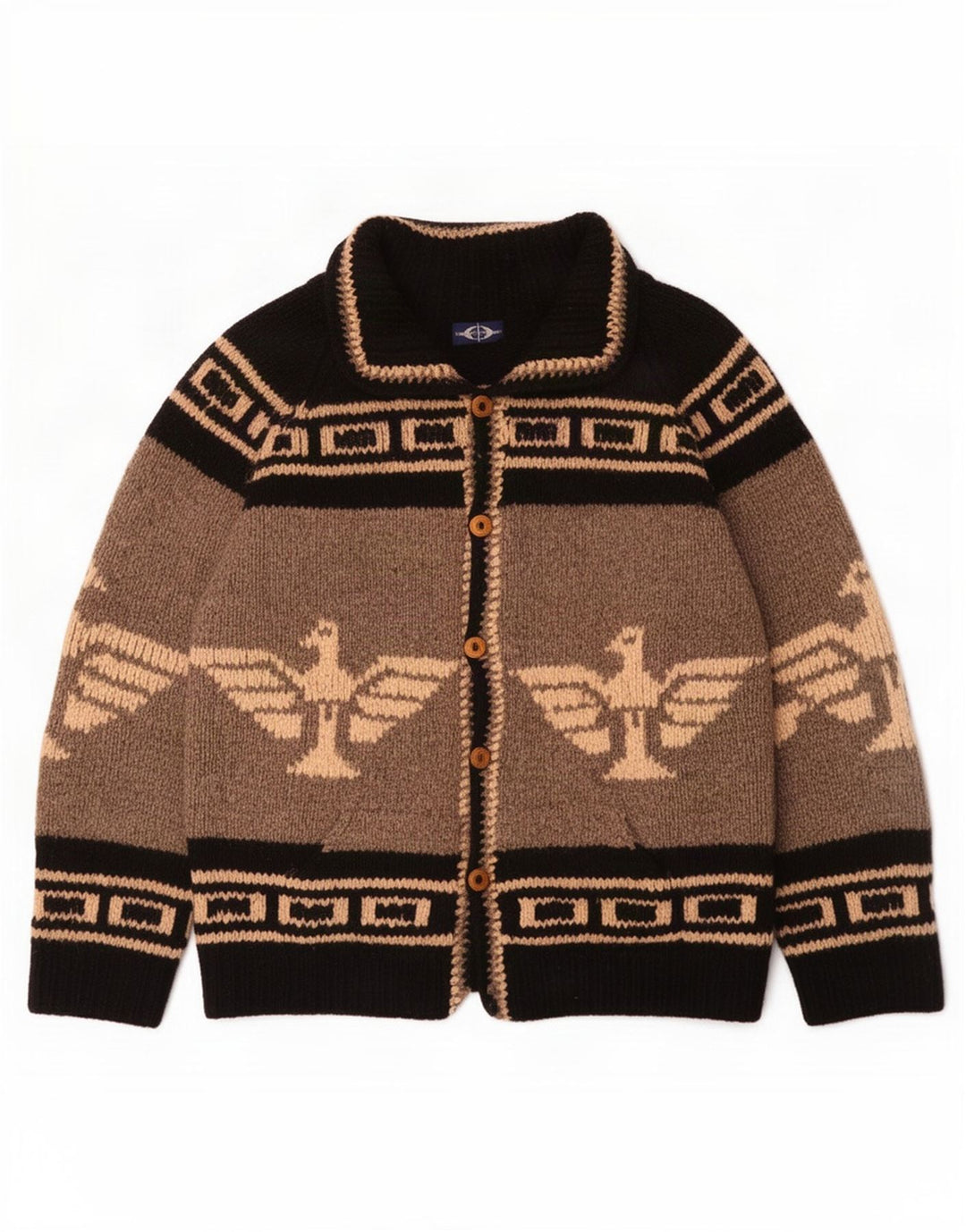 Pull Cardigan Graphique Homme Grand Gris Colorblock Aztèque