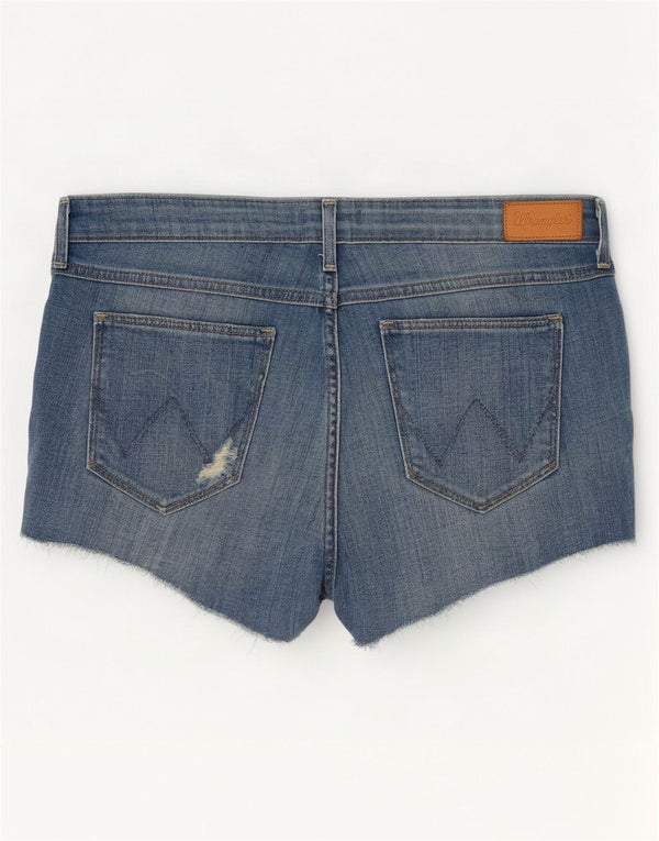Wrangler Short en jean vieilli pour femme Boyfriend Petit W34 Bleu Coton