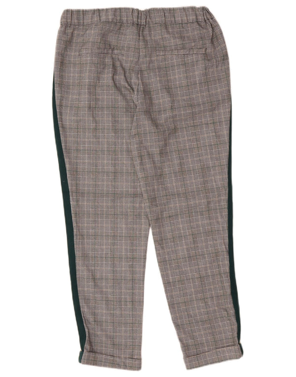 Zara Pantalon court droit pour femme Medium W28 L25 Gris à carreaux Polyester