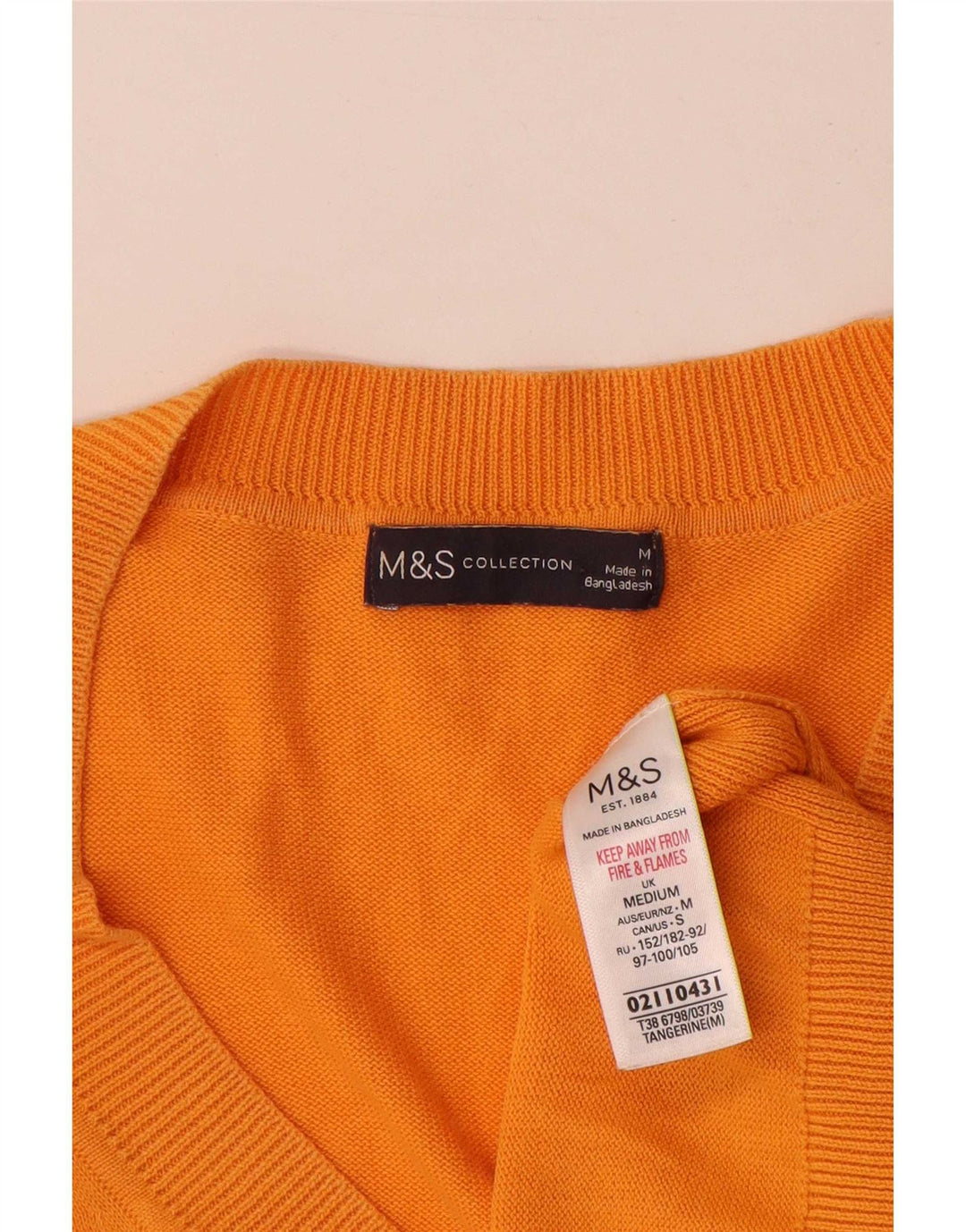 Marks & Spencer Pull col V Homme Orange Moyen Coton