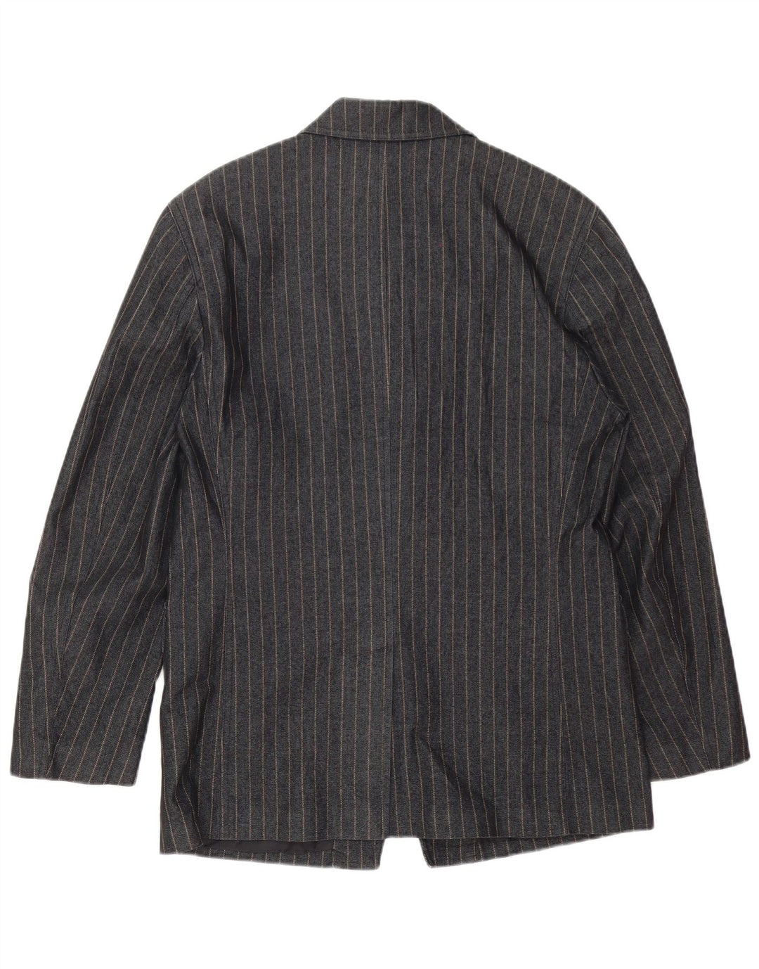 Zara Veste Blazer Homme UK 38 Coton Rayé Gris Moyen