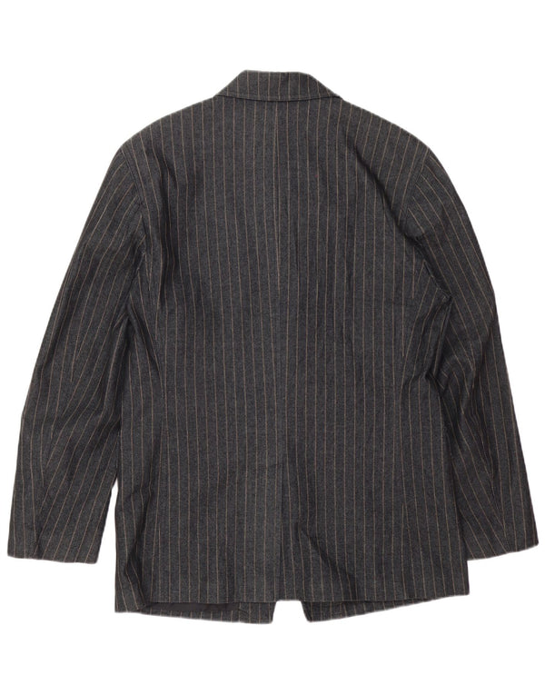 Zara Veste Blazer Homme UK 38 Coton Rayé Gris Moyen