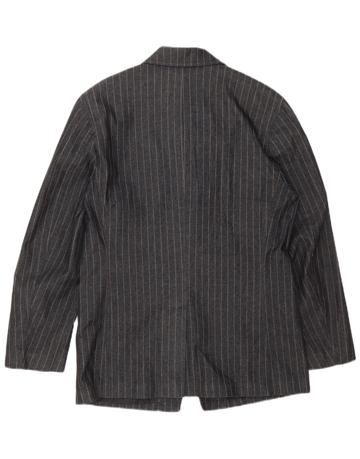 Zara Veste Blazer Homme UK 38 Coton Rayé Gris Moyen