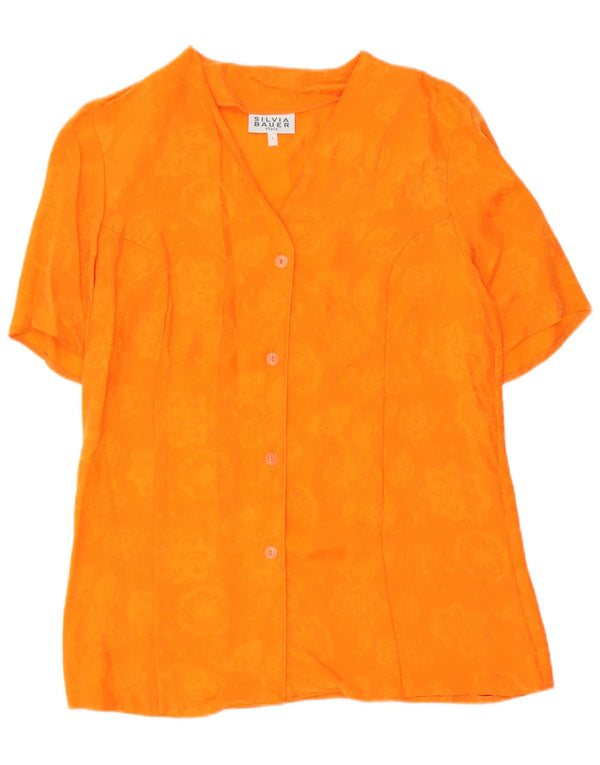 Silvia Bauer Chemisier à manches courtes pour femme UK 16 Grand Orange Floral