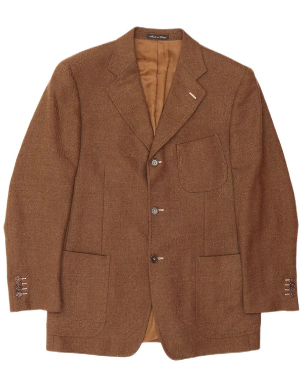 TAGLIATORE Veste Blazer 3 Boutons Homme IT 50 Large Marron Laine d'Agneau