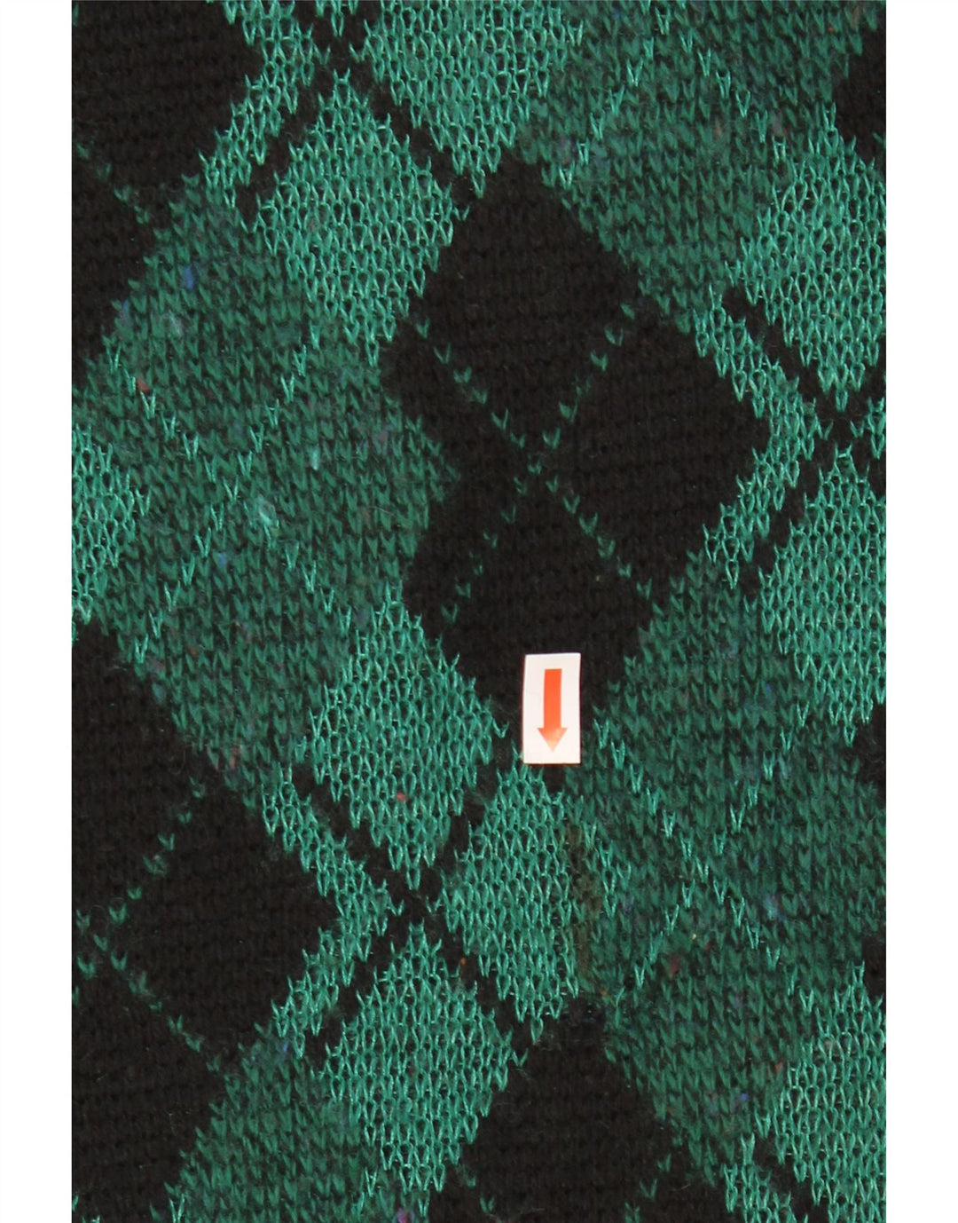 vintage Mens Crew Neck Jumper Sweater IT 48 Moyen Vert Argyle/Diamant
