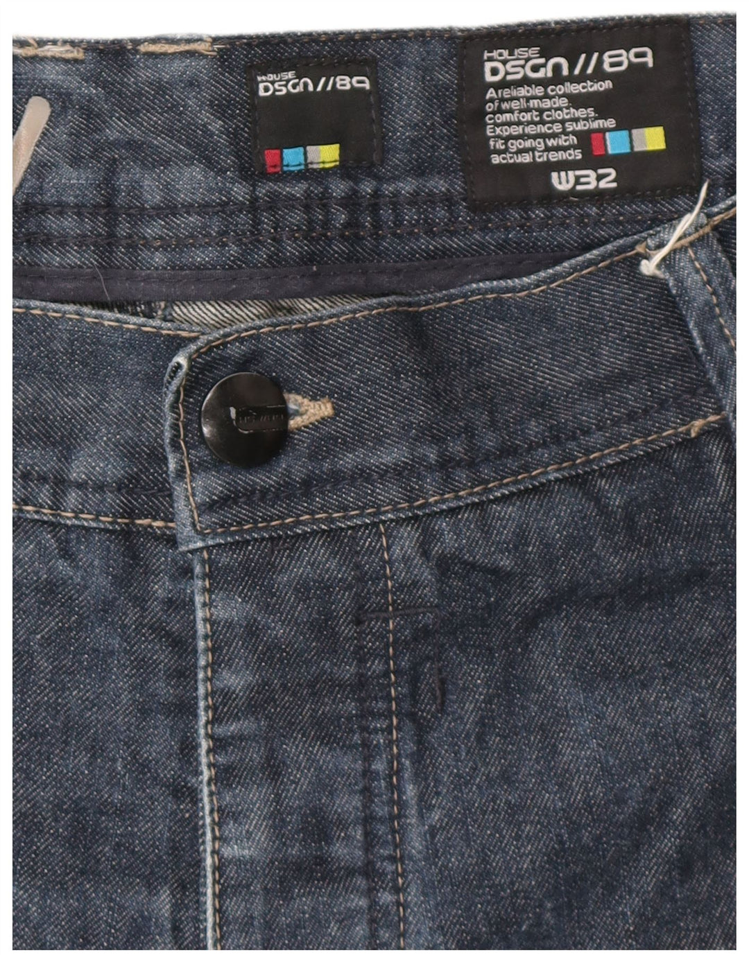 Short en jean cargo vintage pour homme W32 bleu marine moyen