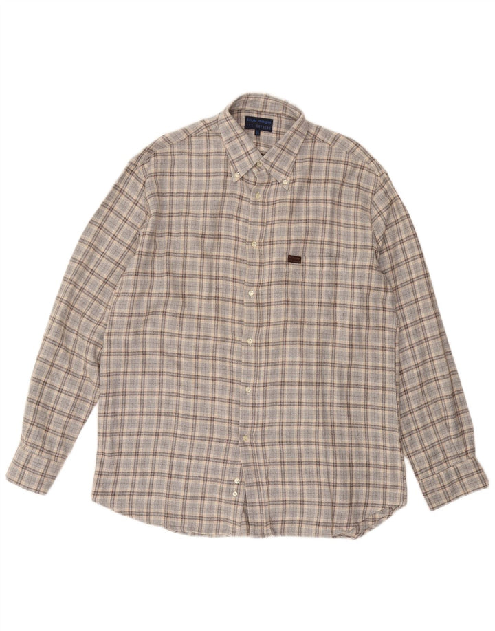 LES COPAINS Chemise flanelle homme taille 17 43 XL gris carreaux coton