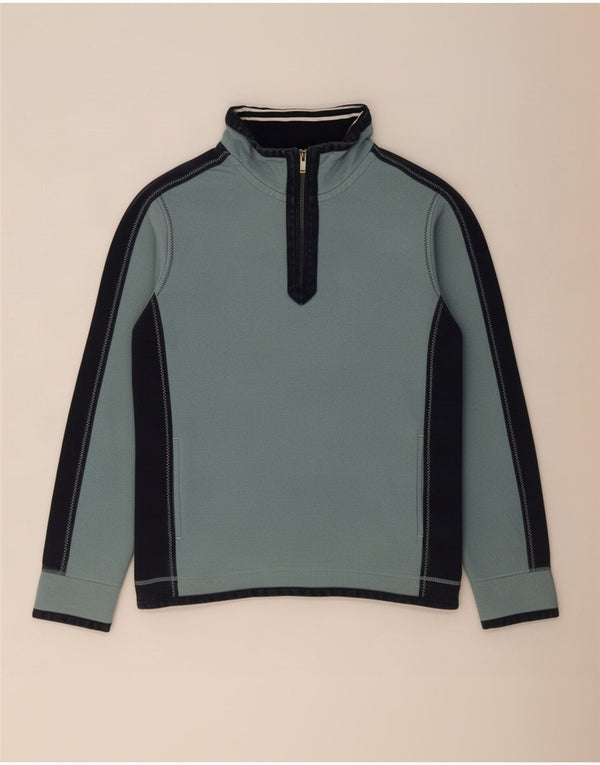 Fat Face Sweat-shirt à col zippé pour homme en coton color block Bleu Taille L