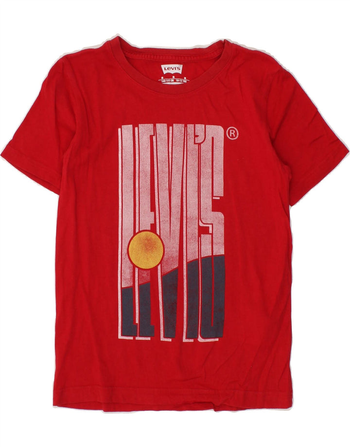 LEVI'S Boys Graphic T-Shirt Top 10-11 Years Medium Red Cotton Vintage Levi's and Second-Hand Levi's from Messina Hembry 