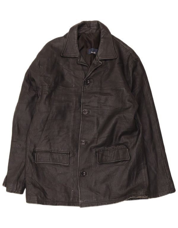 Arturo Calle Veste en cuir pour homme UK 40 Grand cuir noir