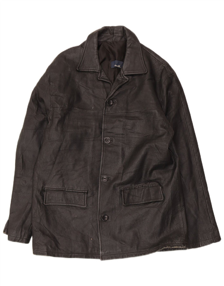 Arturo Calle Veste en cuir pour homme UK 40 Grand cuir noir