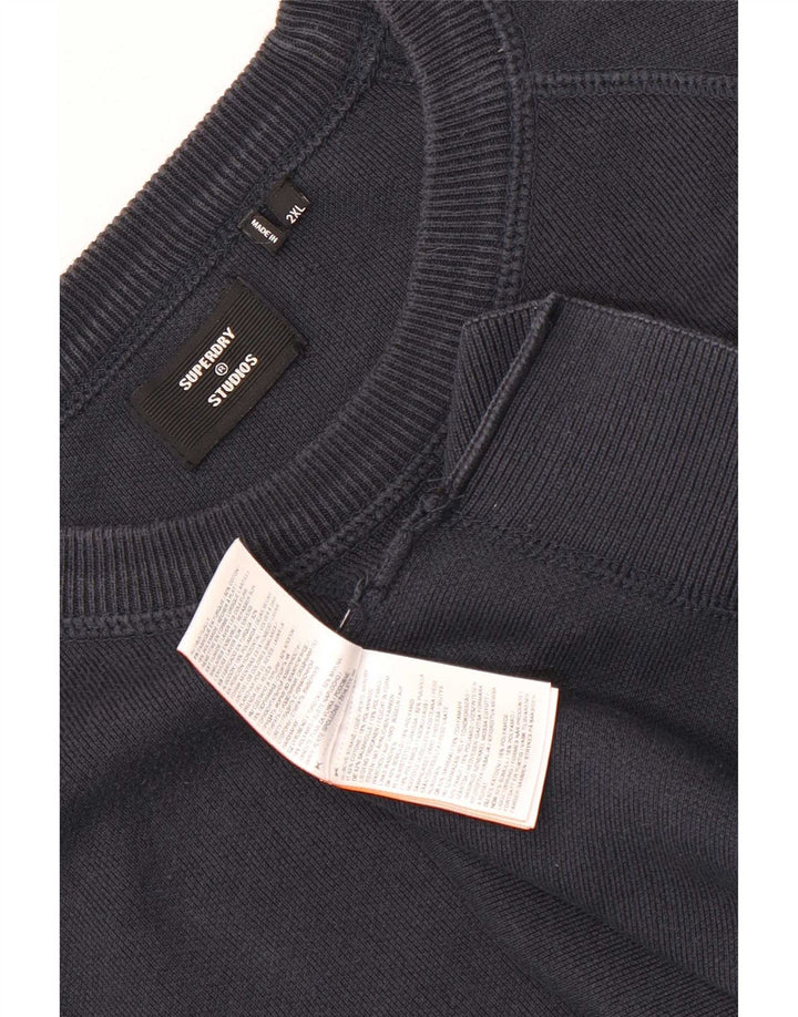 Superdry Sweat-shirt pour homme en coton bleu marine 2XL