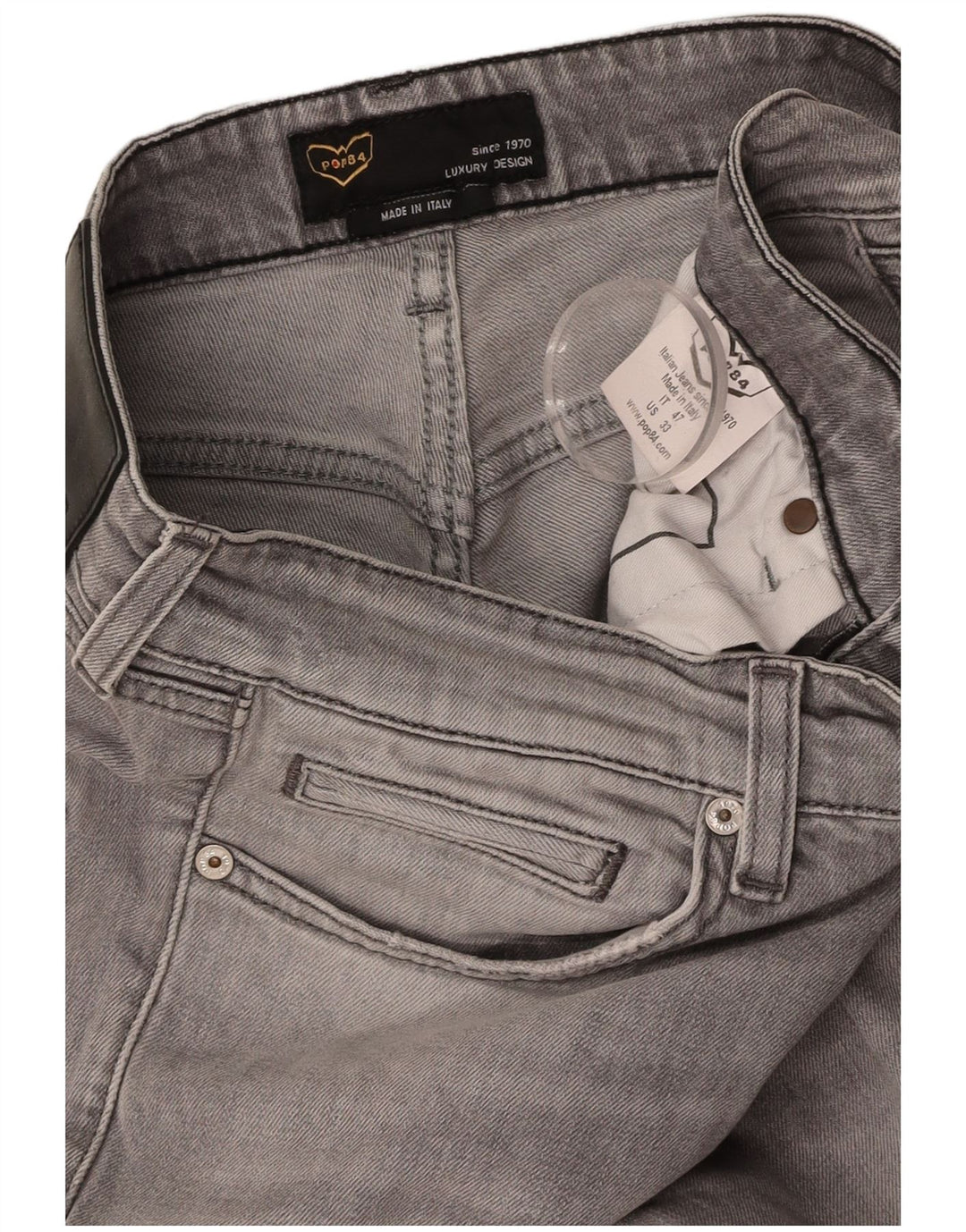 POP 84 Jean slim vieilli pour homme W33 L29 gris coton