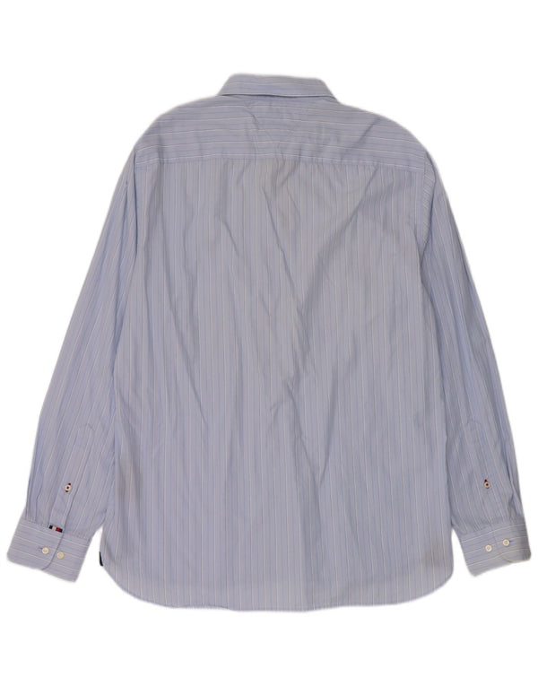 Tommy Hilfiger Chemise coupe classique pour homme en coton à fines rayures bleues