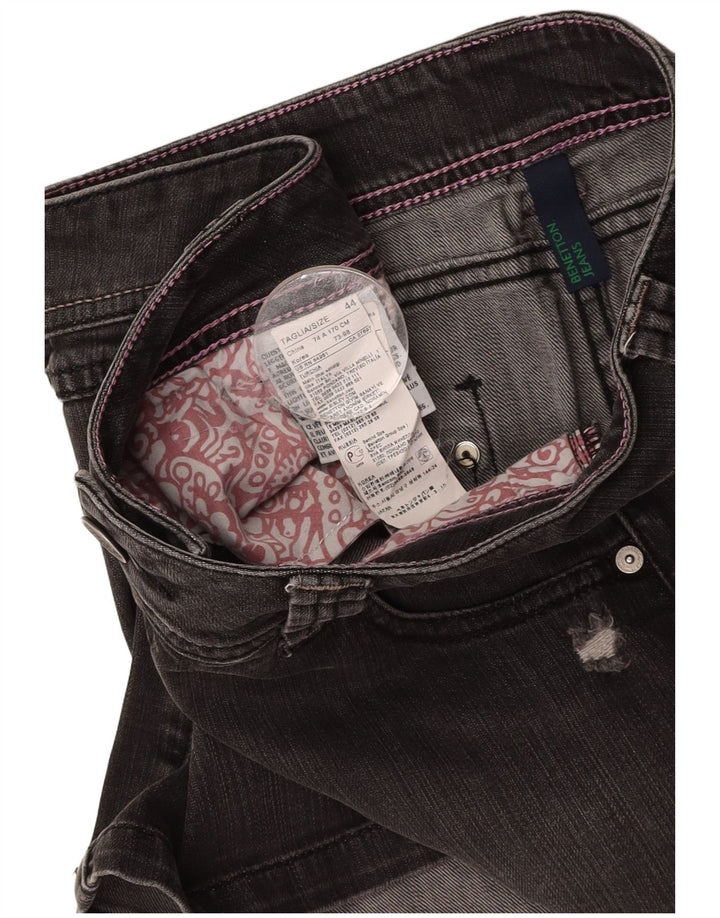 BENETTON Jupe en jean vieilli pour femme IT 44 Medium W30 Gris Coton