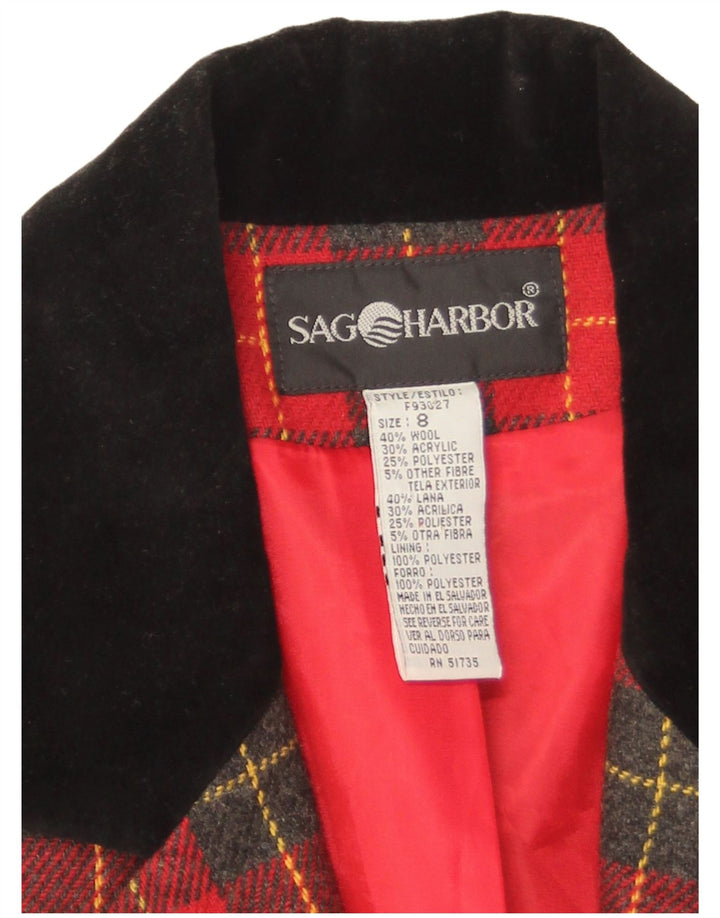 Sag Harbor Veste blazer à 1 bouton pour femme US 8 en laine à carreaux rouge moyen