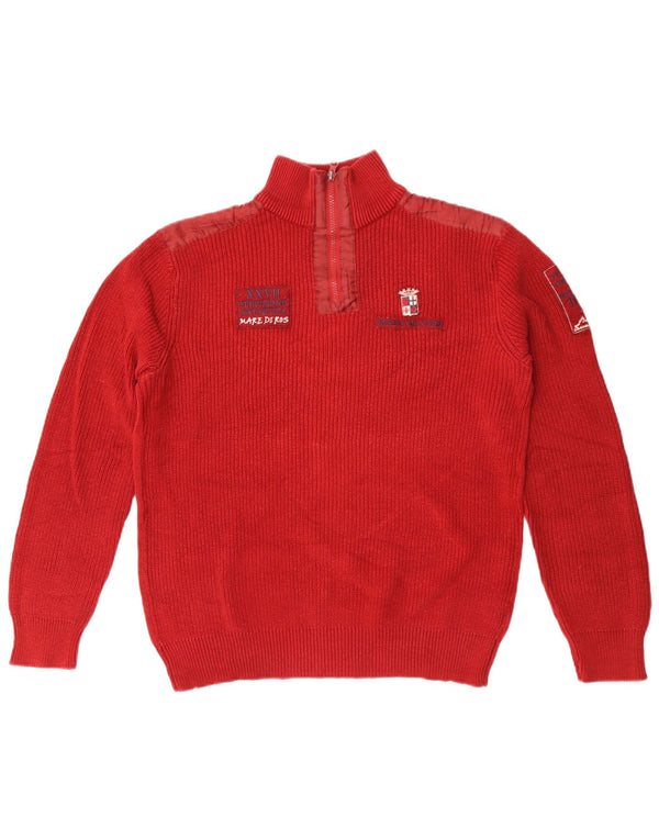 Marina Militare Pull graphique à col zippé pour femme UK 18 XL Coton rouge