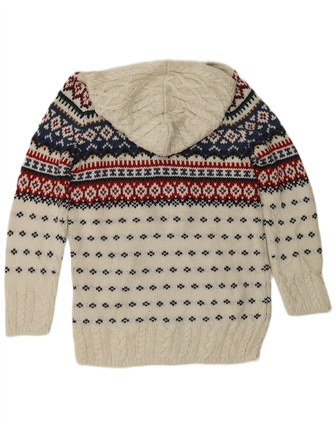RALPH LAUREN Pull à capuche fille 15-16 ans XL Blanc Fair Isle Coton