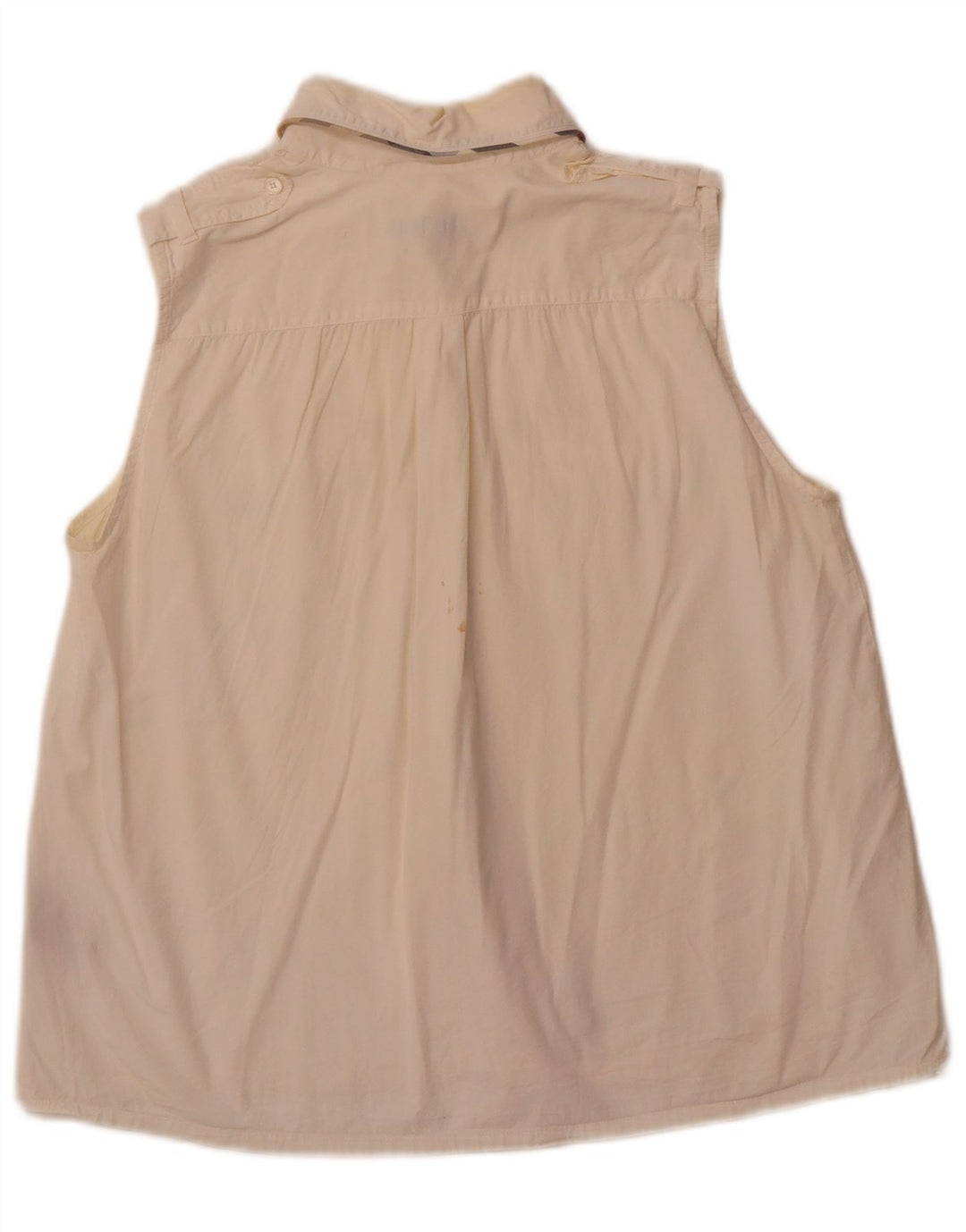 BURBERRY Chemise militaire sans manches pour femme UK 14 Grand coton blanc cassé