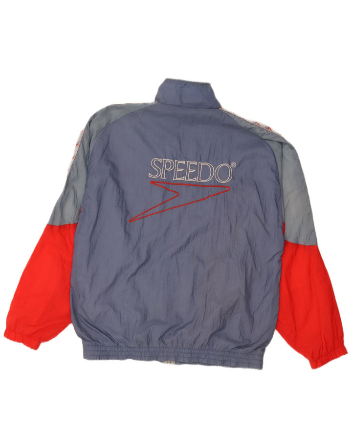 Speedo Veste de survêtement graphique pour hommes, grand, bleu, color block, nylon