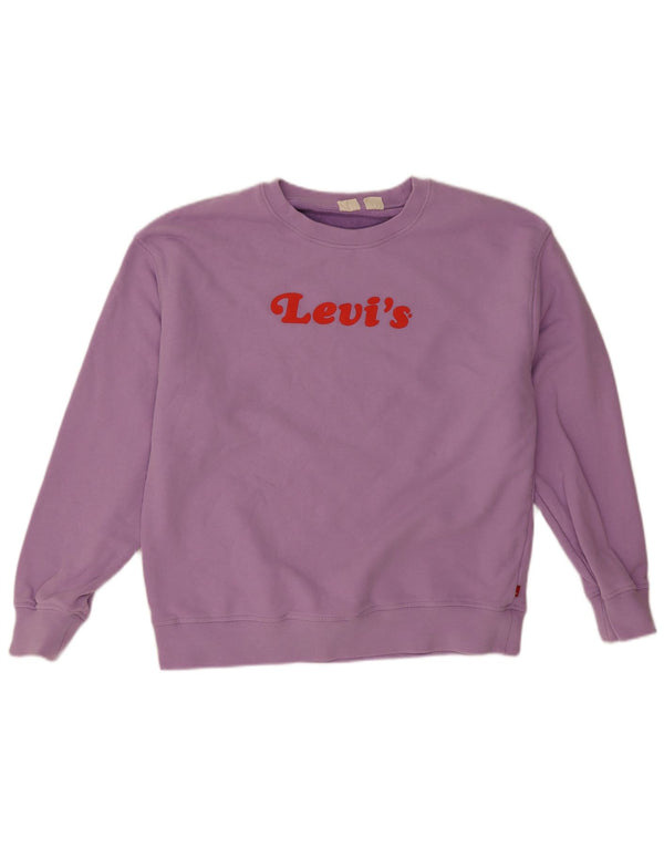 Levi's Sweat-shirt graphique surdimensionné pour femme UK 16 Large Violet Coton