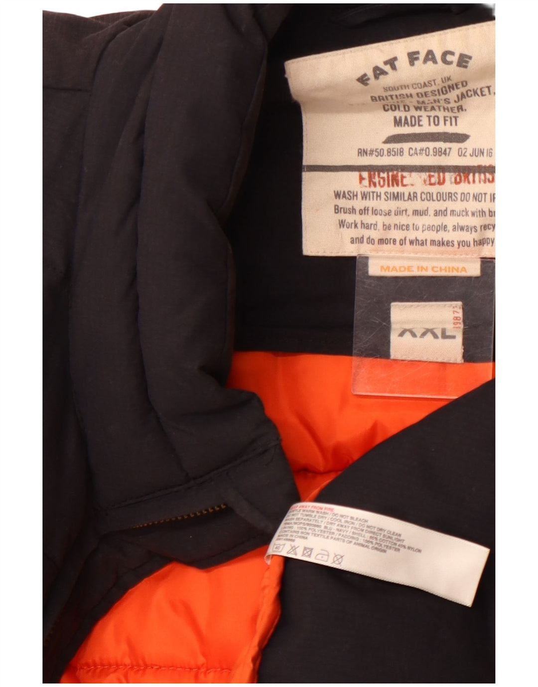 FAT FACE Veste matelassée pour homme UK 44 2XL Noir Coton