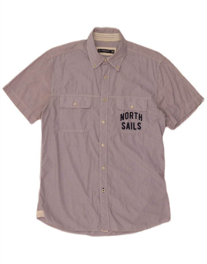 North Sails Chemise graphique à manches courtes pour homme en coton à fines rayures bleu moyen