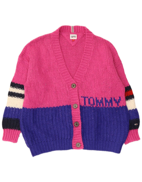 Tommy Hilfiger Pull cardigan graphique pour femme UK 14 Rose moyen