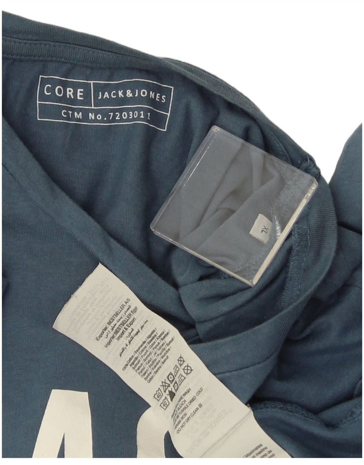 JACK & JONES T-Shirt Graphique Homme XL Bleu Coton