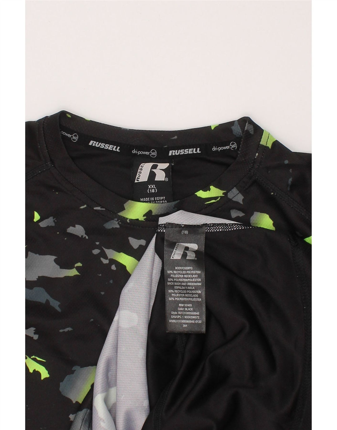 RUSSELL ATHLETIC T-shirt Dri-Power pour garçon 15-16 ans 2XL Noir