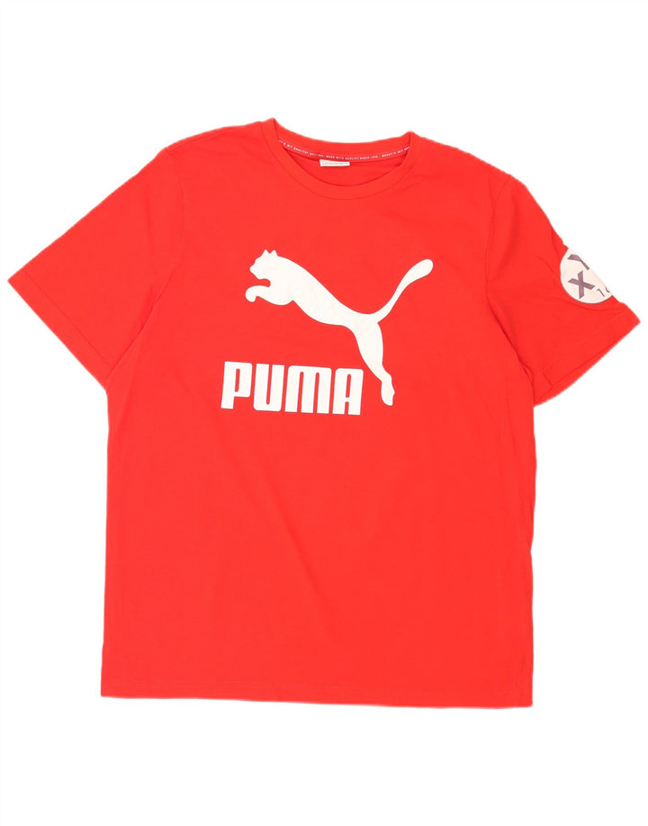 Puma Homme Graphic T-Shirt Top Large Rouge Coton