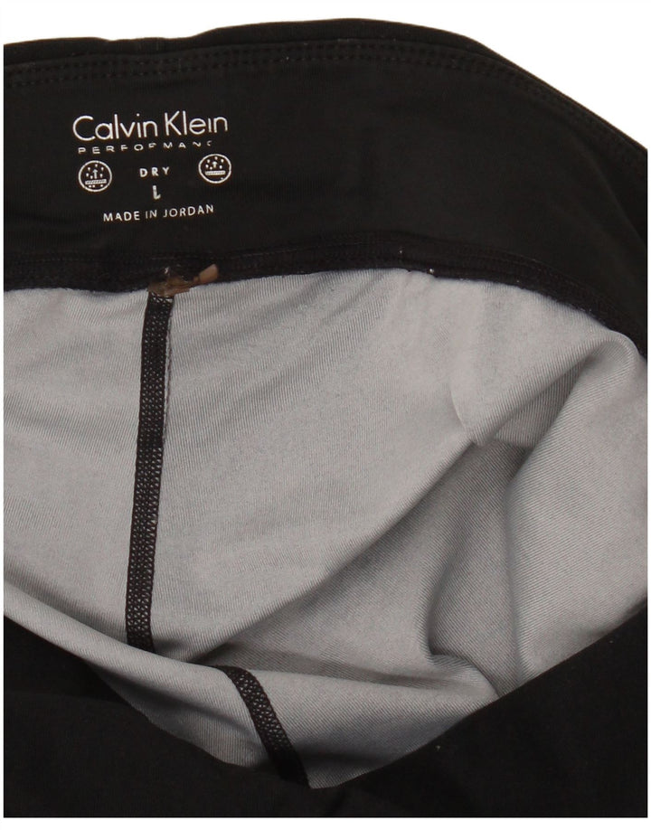 Calvin Klein Leggings Femme UK 14 Large Noir Géométrique