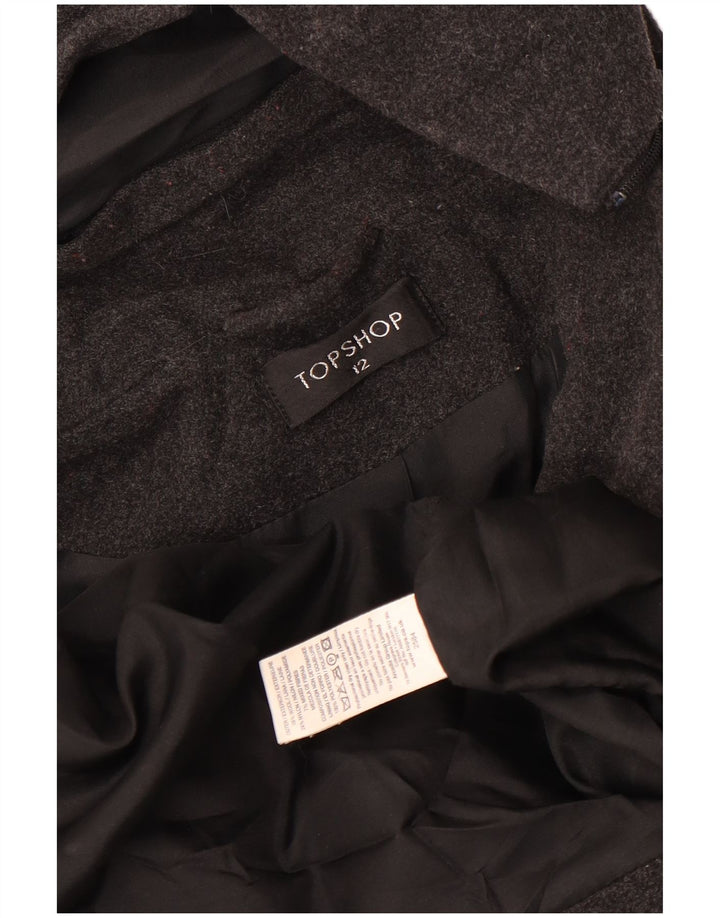 Topshop Manteau à capuche pour femme UK 42 Laine mouchetée gris moyen