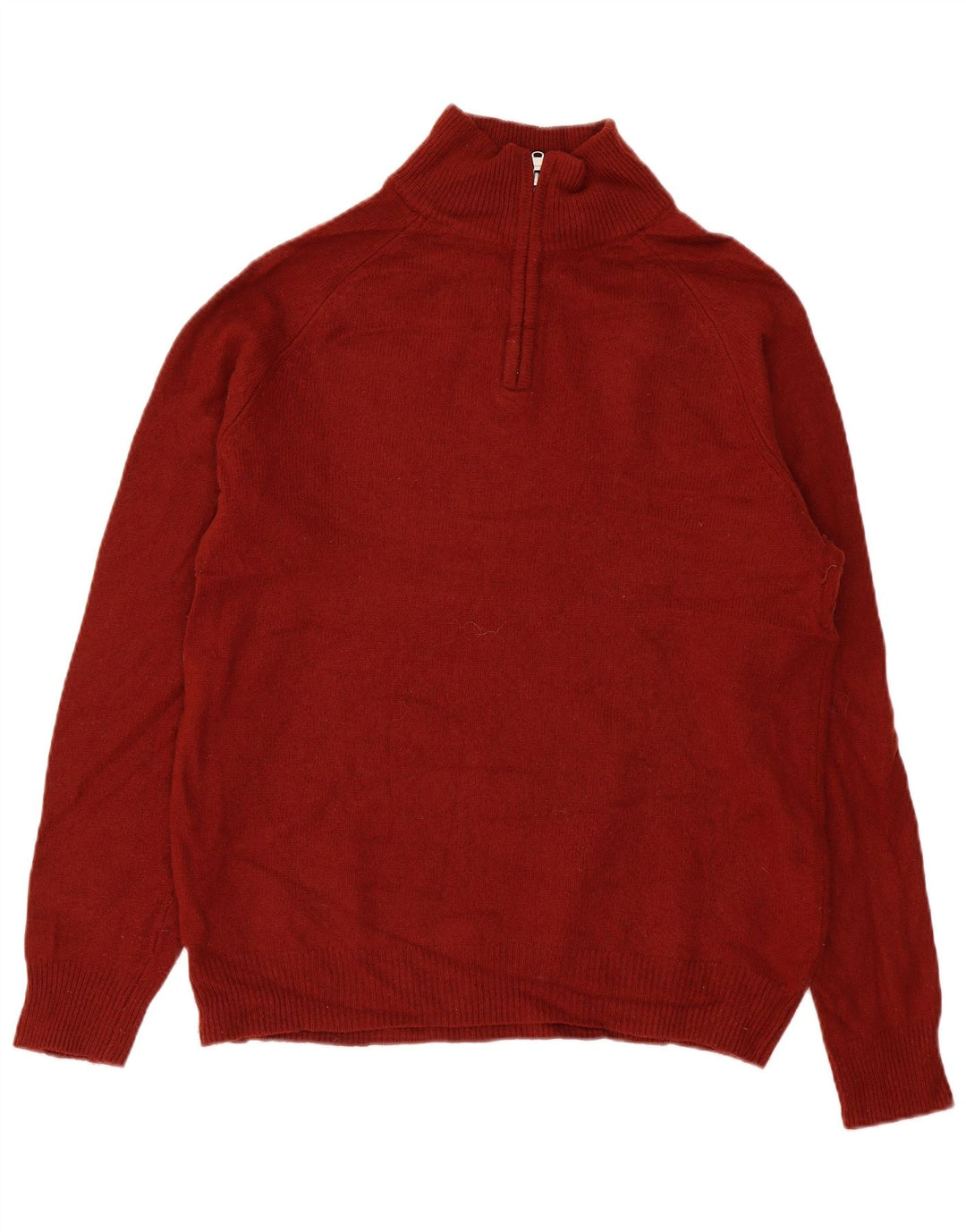 John Lewis Pull à col zippé pour homme XL en laine d'agneau rouge