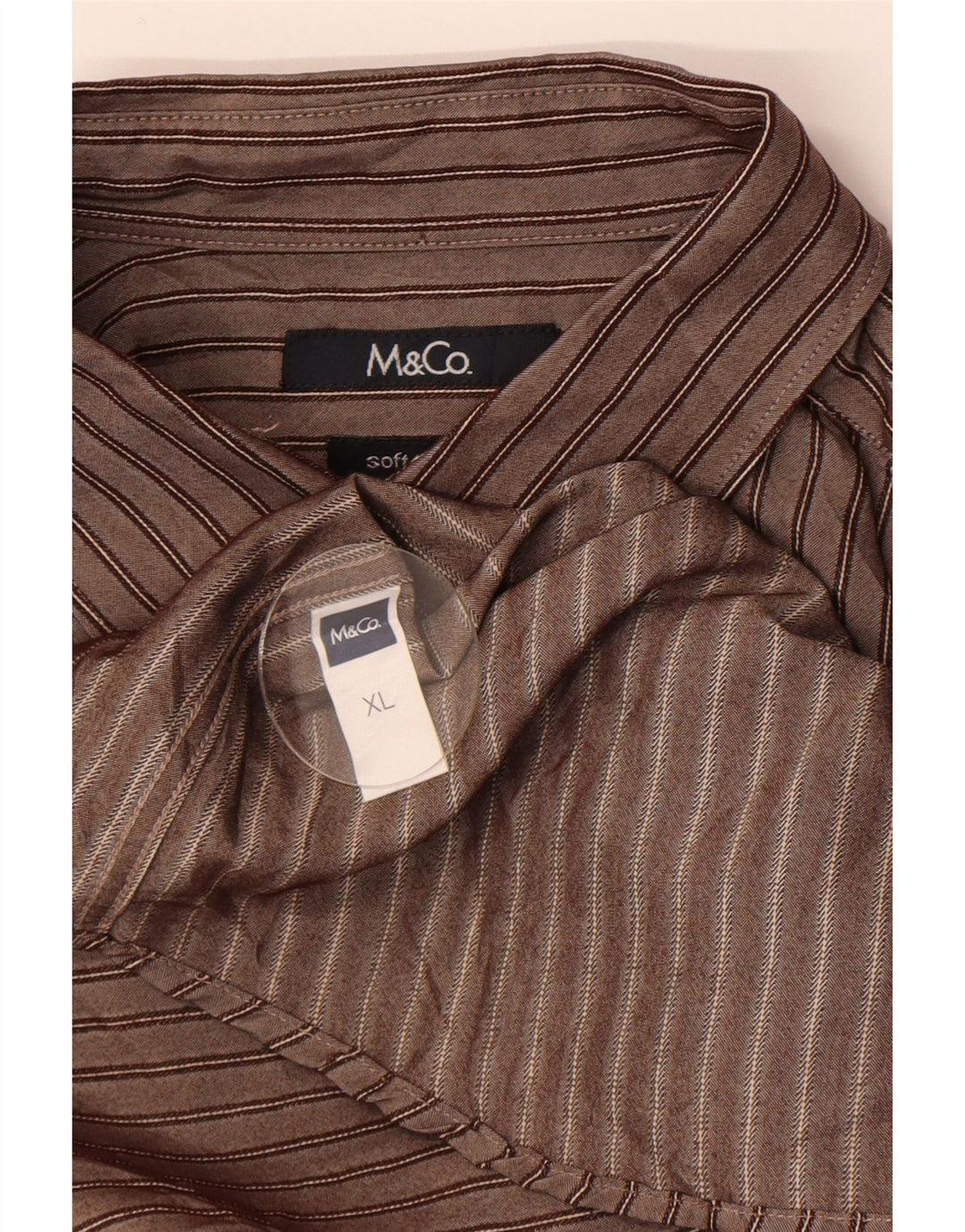 M&Co Chemise Homme XL Marron Rayé Viscose