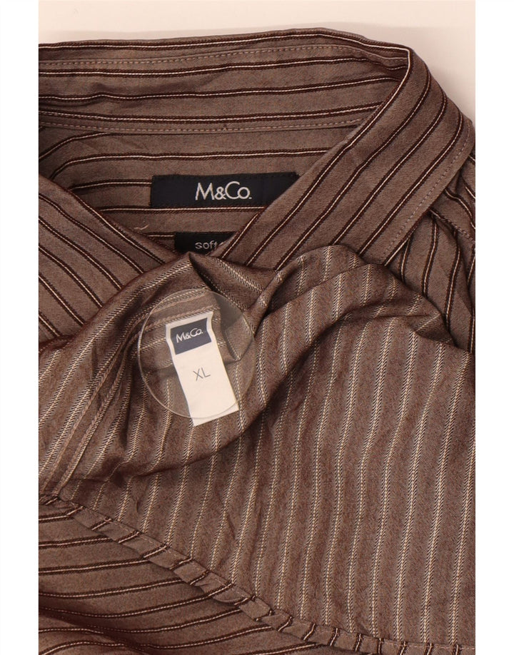 M&Co Chemise Homme XL Marron Rayé Viscose