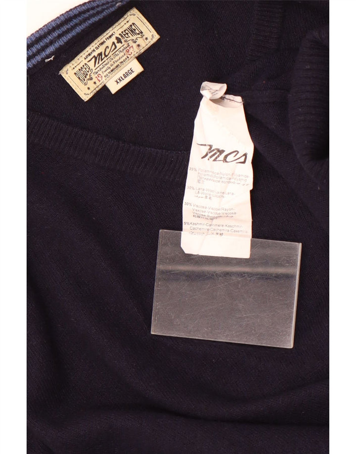 Marlboro Classics Pull col V pour homme 2XL Bleu marine Polyamide