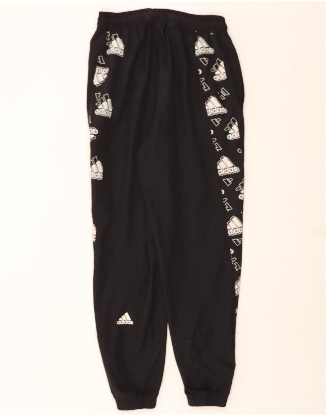 ADIDAS Mens Graphic Tracksuit Trousers Joggers Small Black Polyester Vintage Adidas and Second-Hand Adidas from Messina Hembry 