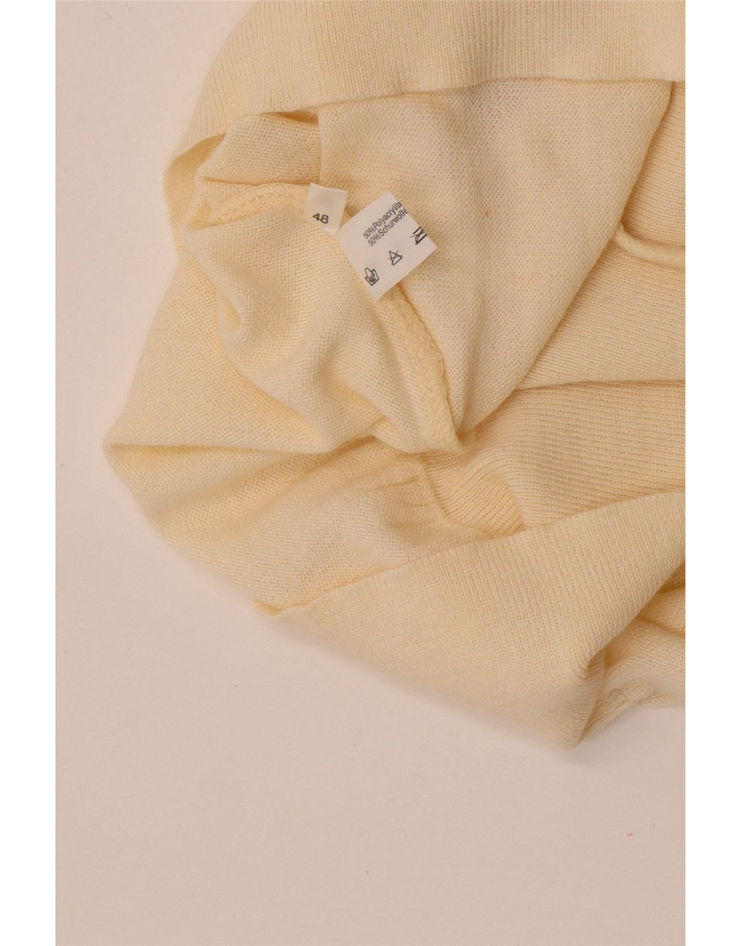 vintage Mens Roll Neck Jumper Pull IT 48 Moyen Off White Polyacrylique