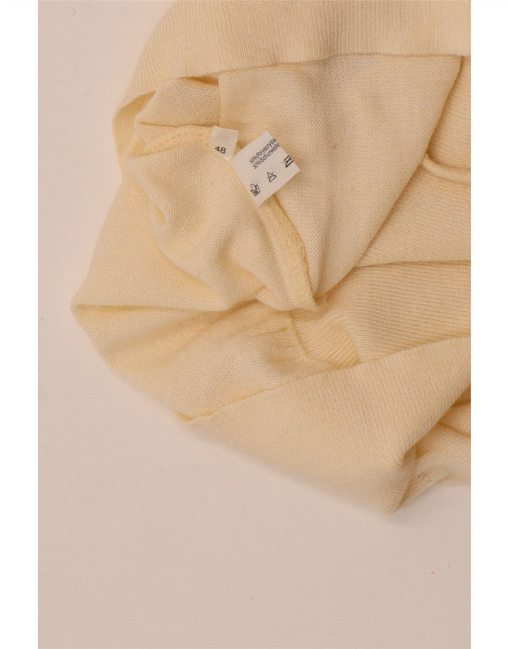 vintage Mens Roll Neck Jumper Pull IT 48 Moyen Off White Polyacrylique