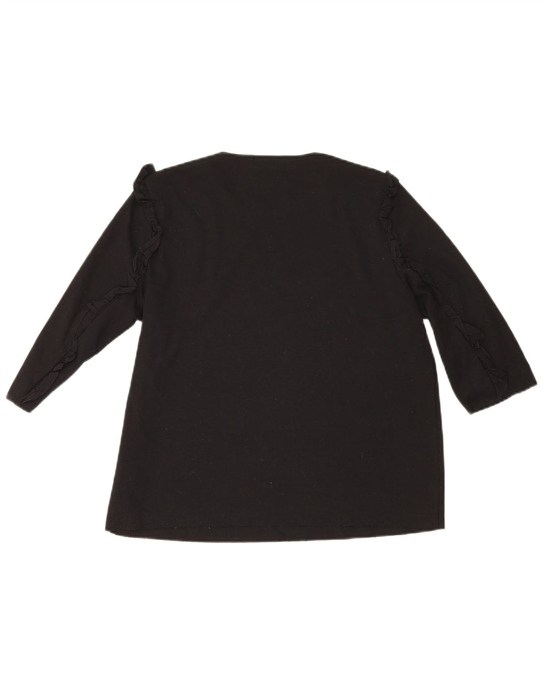 Zara Femme Top Manches 3/4 UK 16 Large Noir Coton