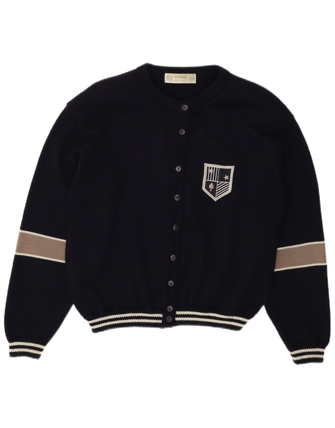 St Michael Pull Cardigan Femme UK 16/18 Grand Bleu Marine Colorblock