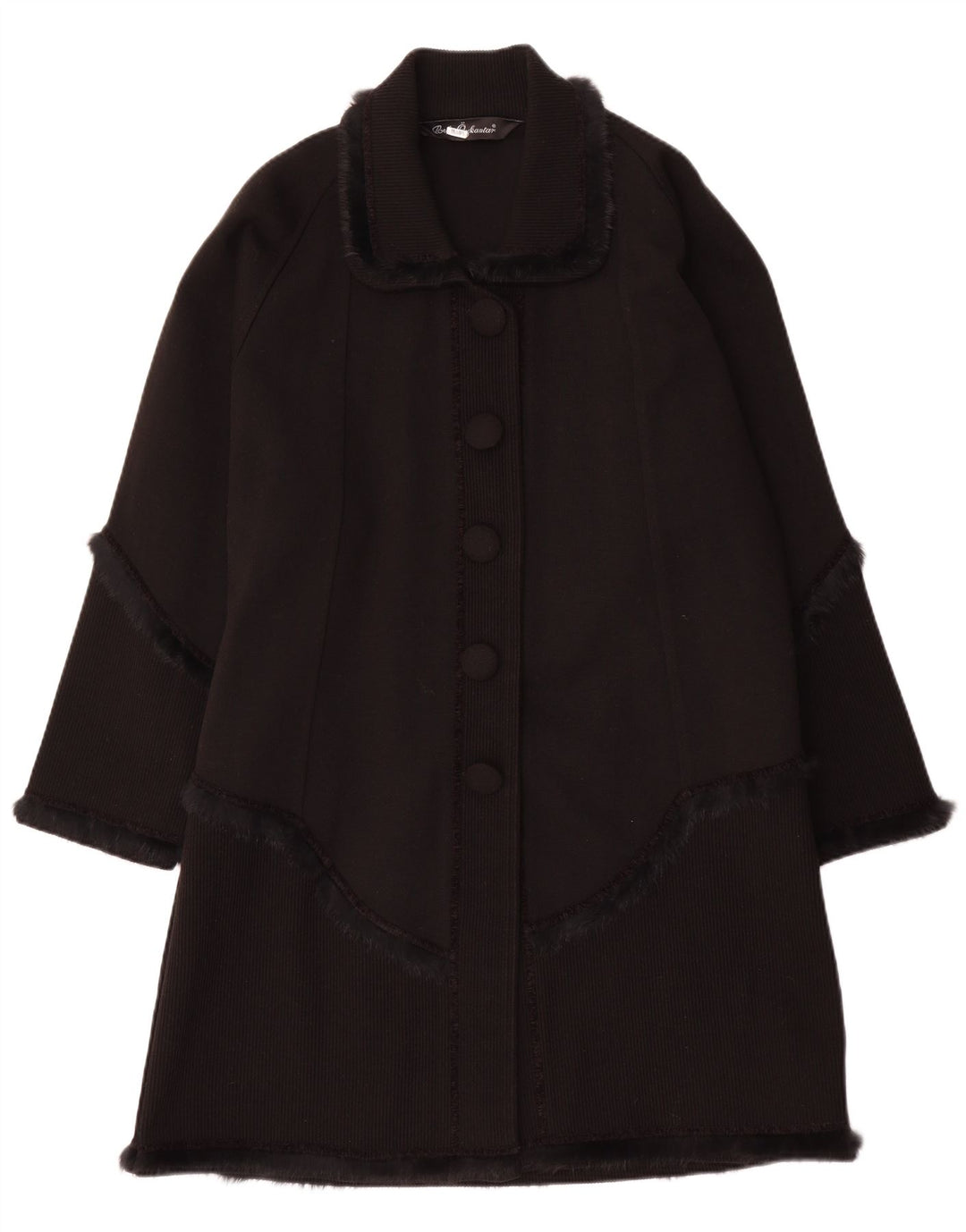 vintage Womens Knit Overcoat UK 16 Grand Noir Classique