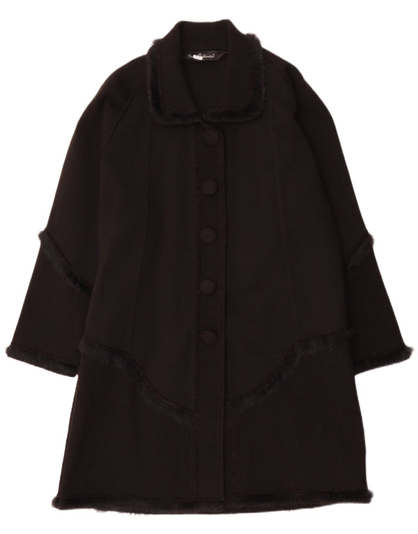 vintage Womens Knit Overcoat UK 16 Grand Noir Classique