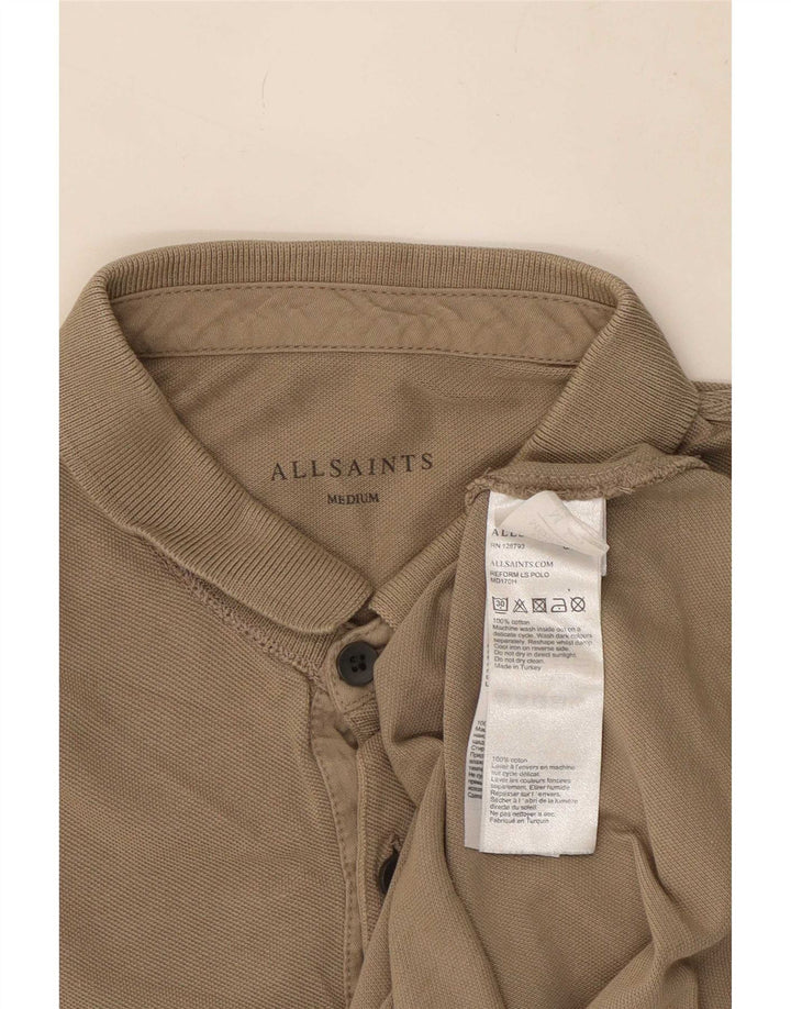 All Saints Polo à Manches Longues Homme Coton Beige Moyen