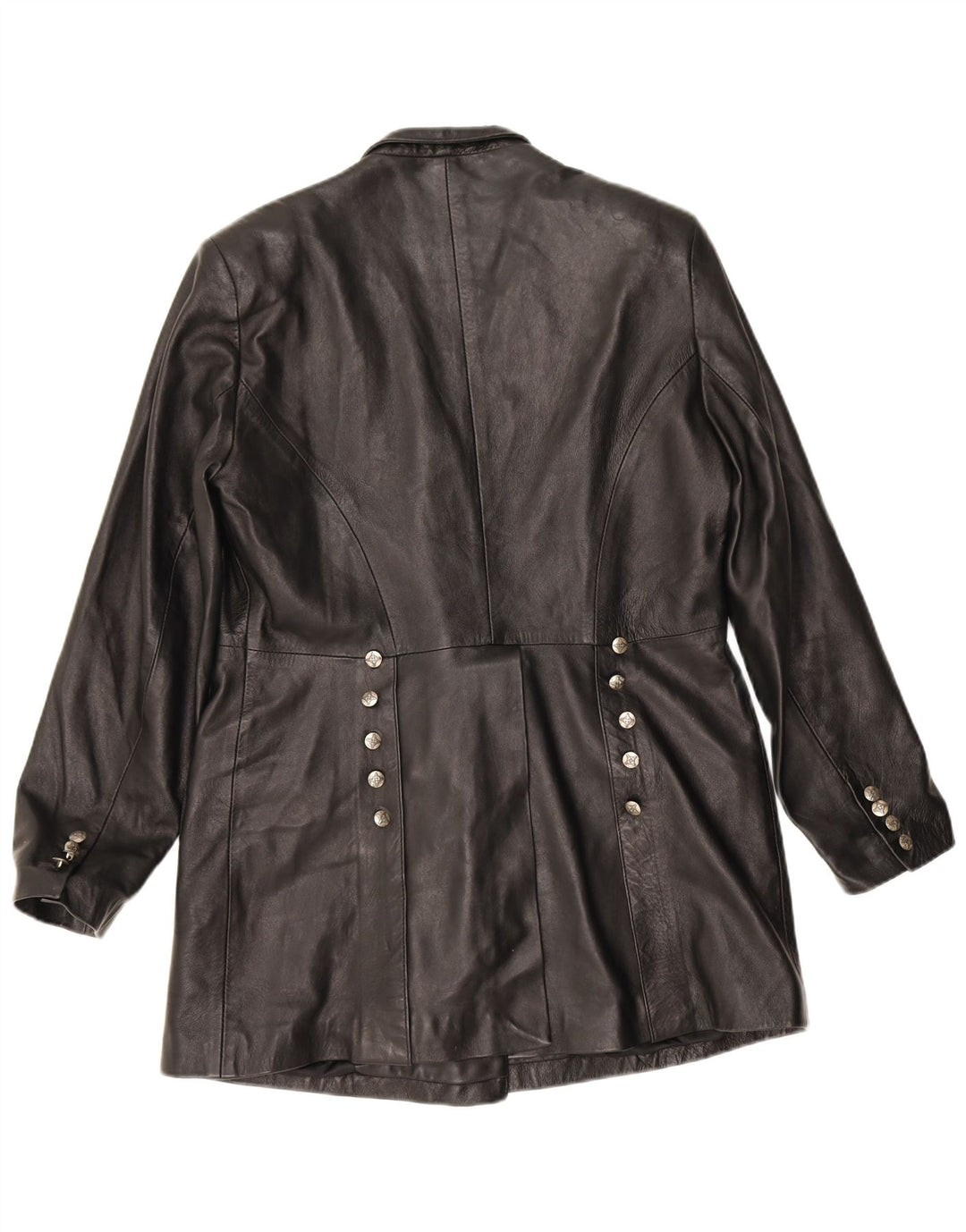 manteau en cuir femme vintage UK 18 XL Cuir Noir